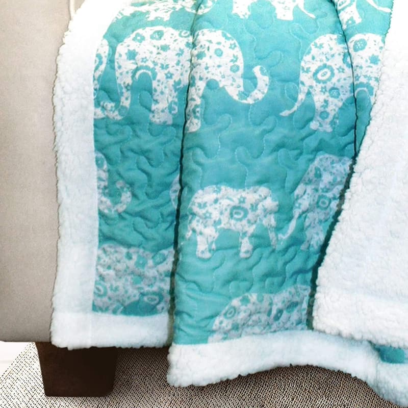 Elephant Sherpa Throw Blanket, Reversible 60