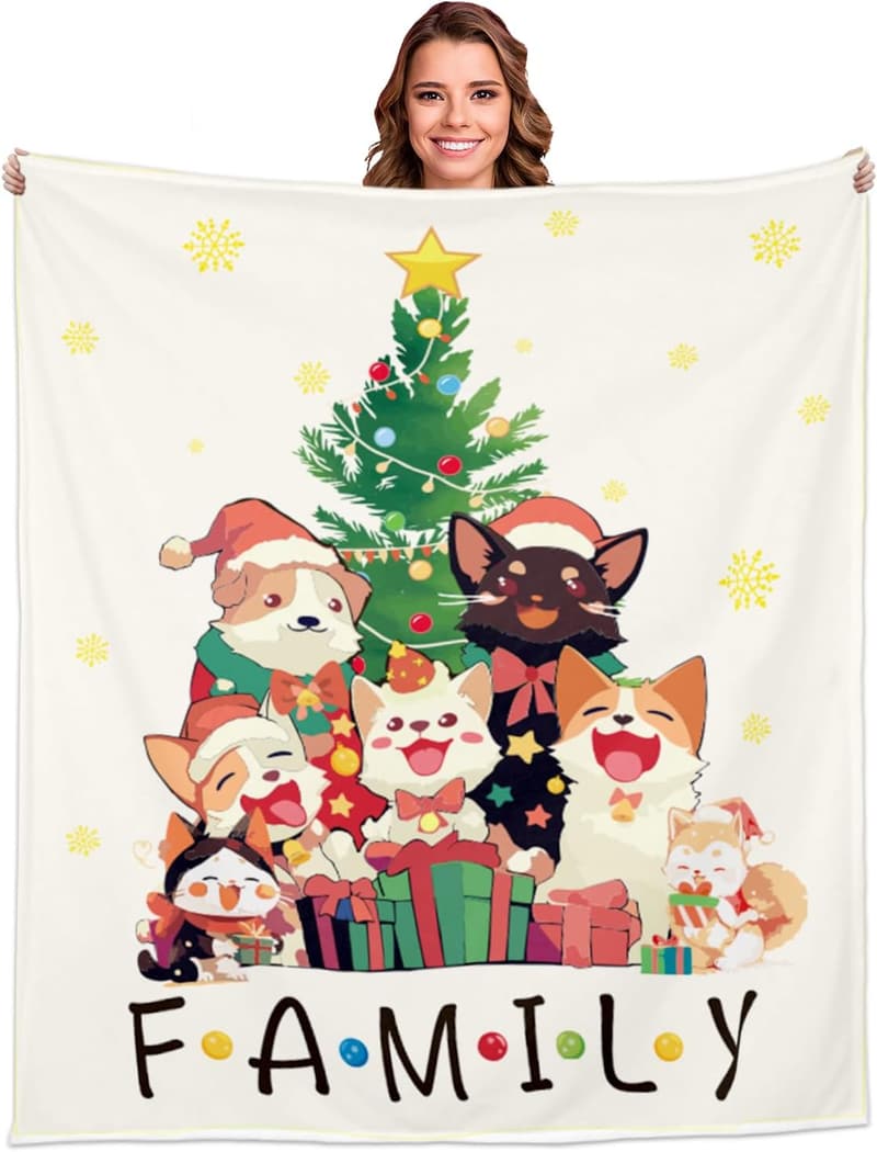 Christmas Throw Blanket for Dog & Cat Lovers