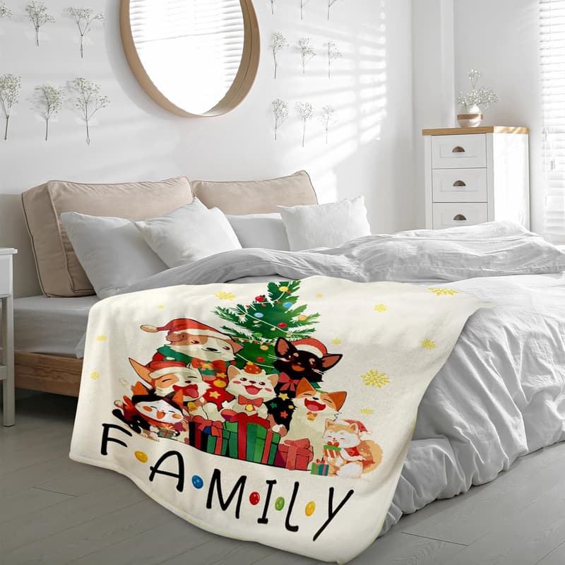 Christmas Throw Blanket for Dog & Cat Lovers