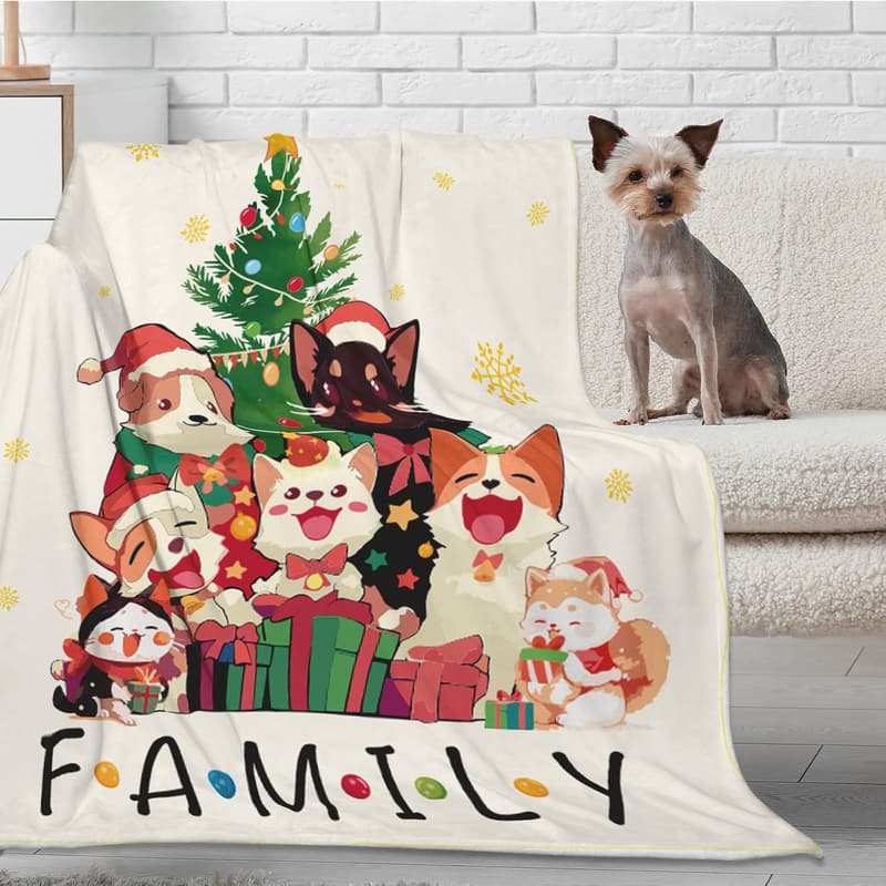 Christmas Throw Blanket for Dog & Cat Lovers