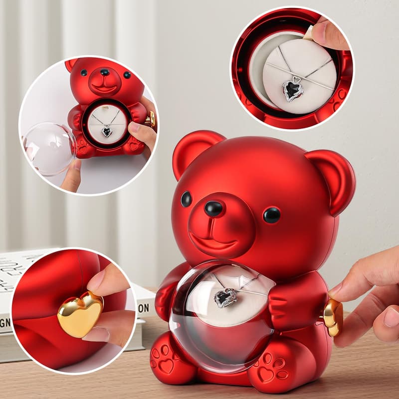 Mother's Day Teddy Bear with Preserved Red Rose