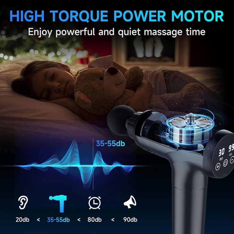 Massage Gun for Athletes, 30-Speed, 9 Heads (Grey)