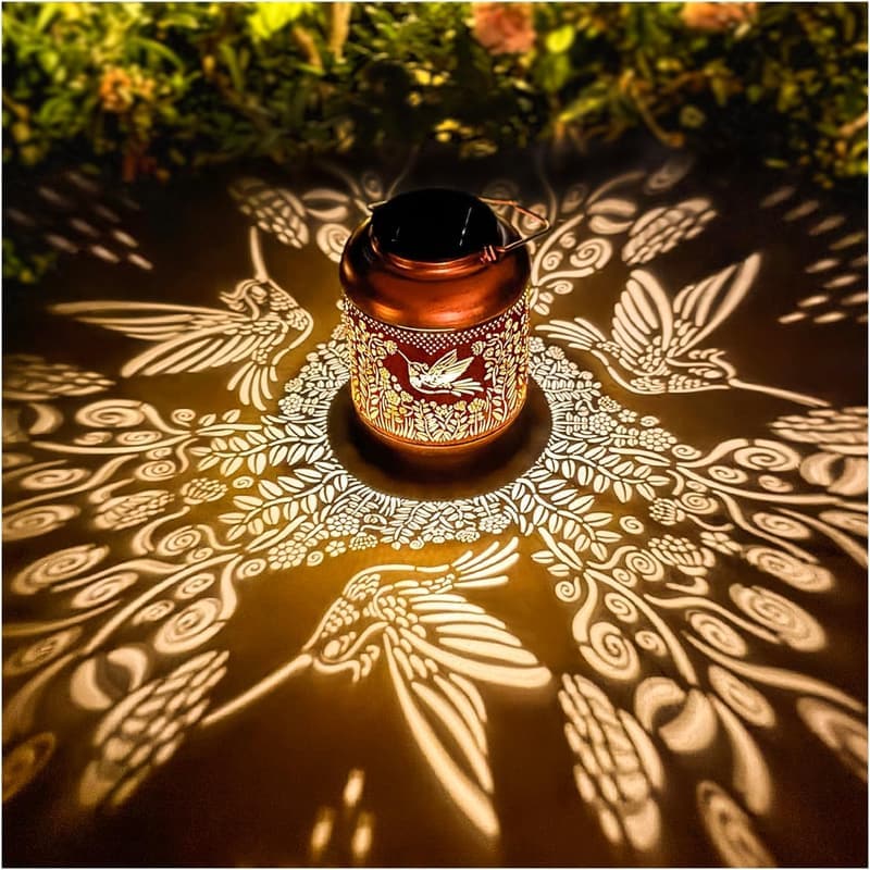 Hummingbird Metal Solar Lanterns for Garden Decor