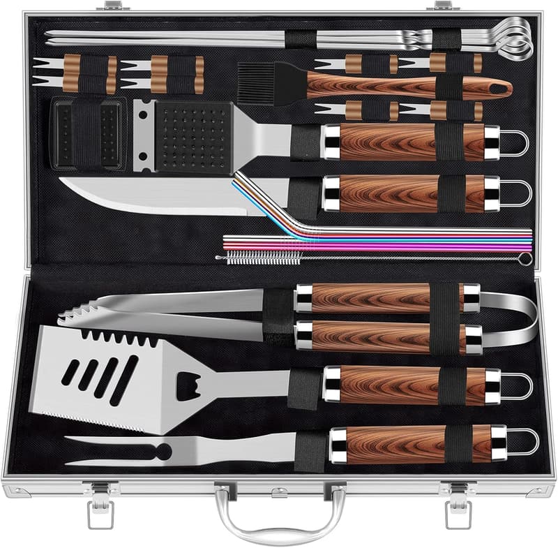 Father's Day BBQ Grill Accessories Set, 25pc Heavy Duty Kit