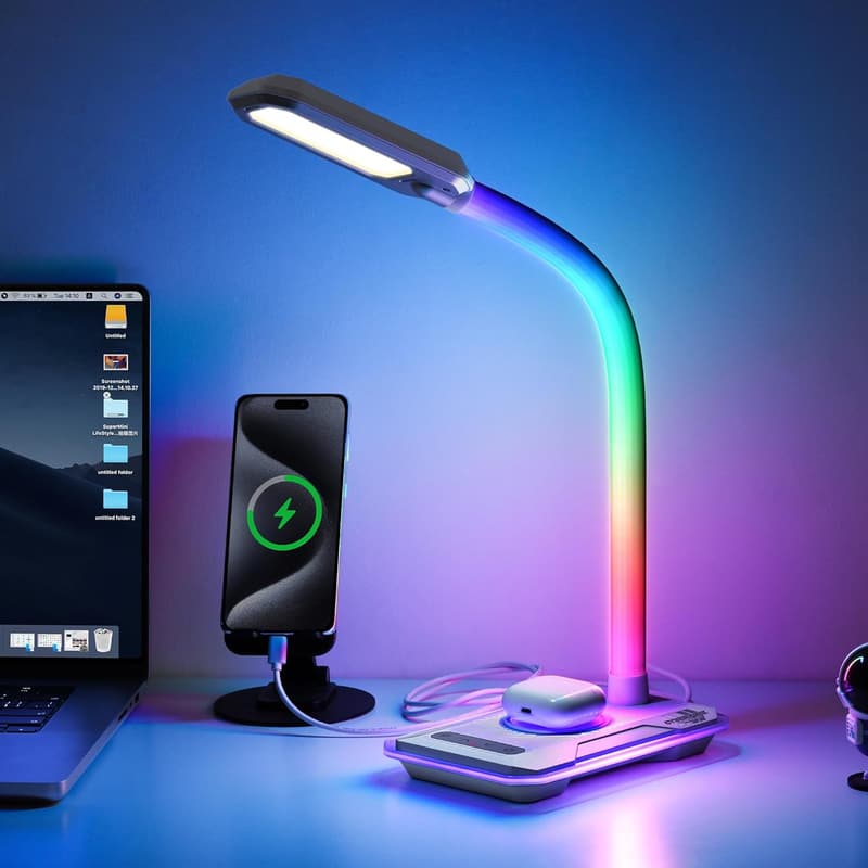 Birthday Gift - LED Desk Lamp with Charger, RGB Gaming Light