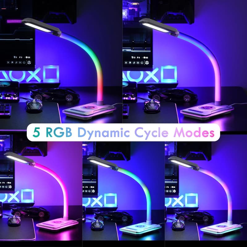 Birthday Gift - LED Desk Lamp with Charger, RGB Gaming Light