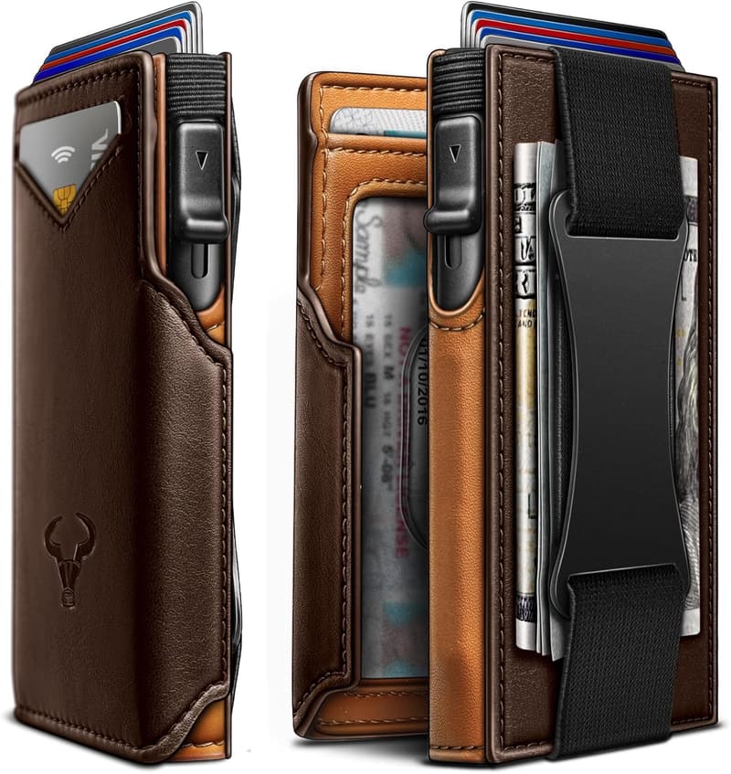 Men's Slim Wallet with Money Clip, Gift Boxed
