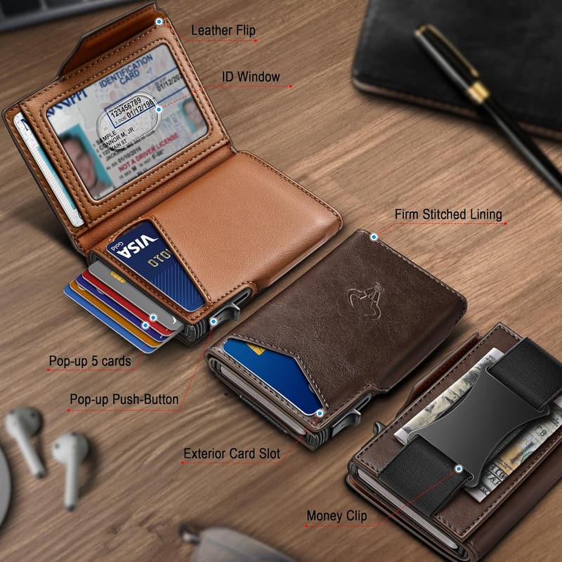 Men's Slim Wallet with Money Clip, Gift Boxed