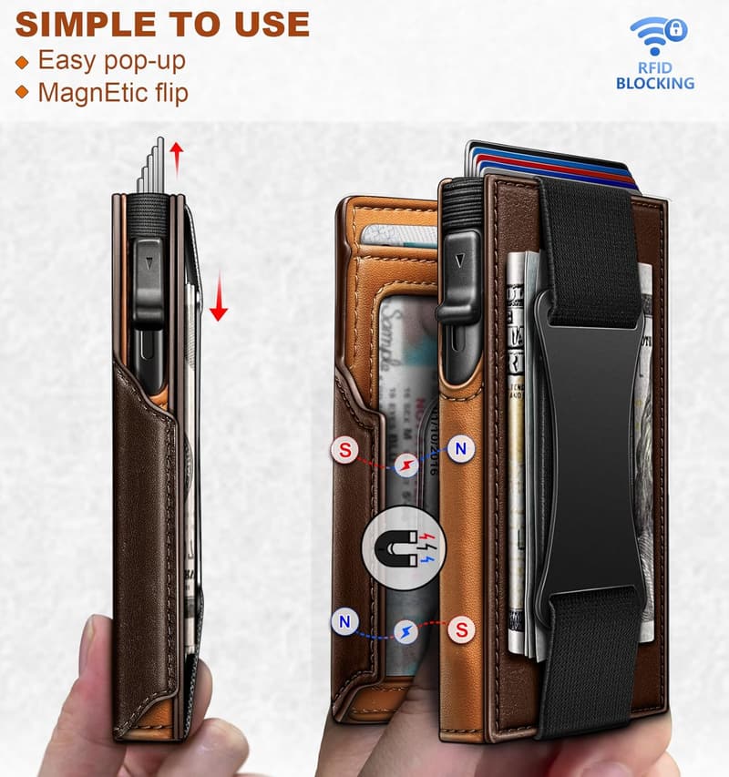 Men's Slim Wallet with Money Clip, Gift Boxed