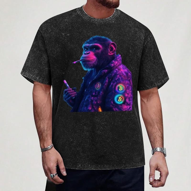 Summer Crew Neck Monkey Graphic Men's T-Shirt
