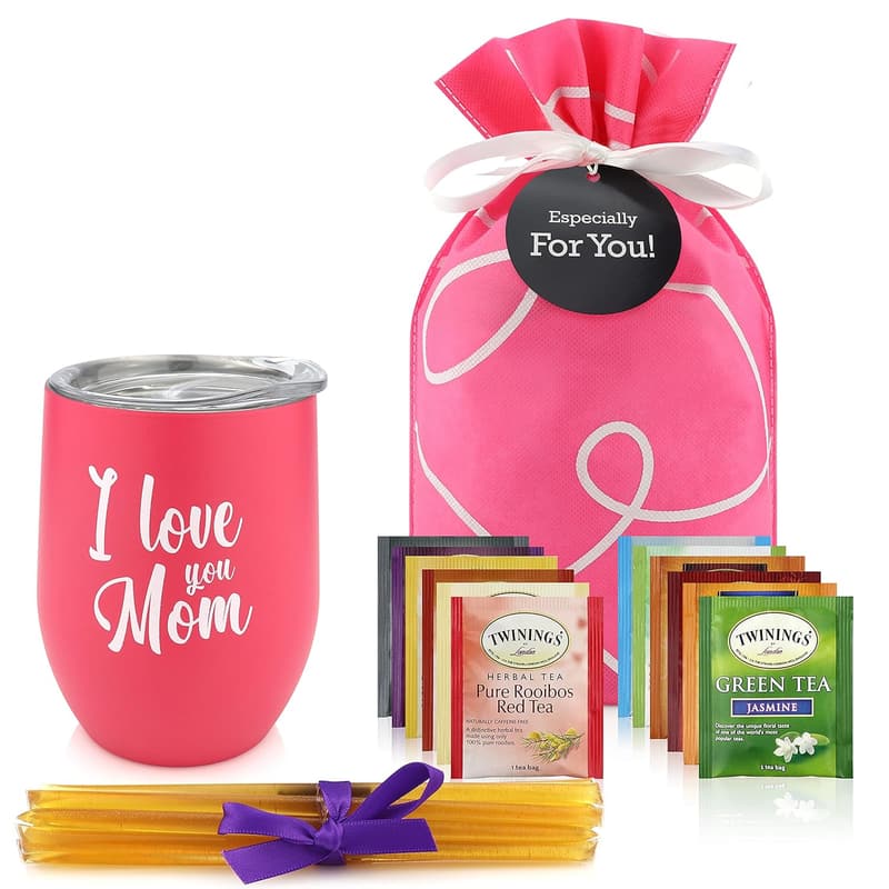 Mother's Day Tea Gift Basket with Cup and Honey Set