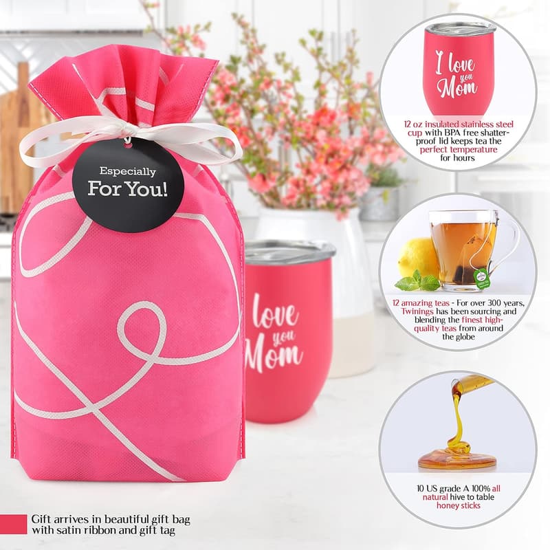 Mother's Day Tea Gift Basket with Cup and Honey Set