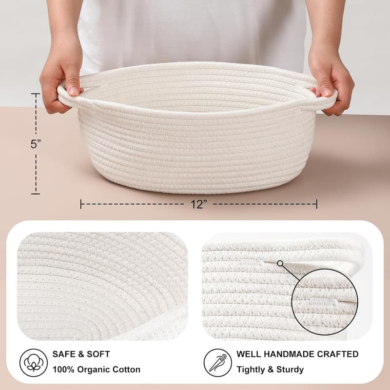 Baby Gift Basket Set: Woven Cotton Rope with Gift Bags