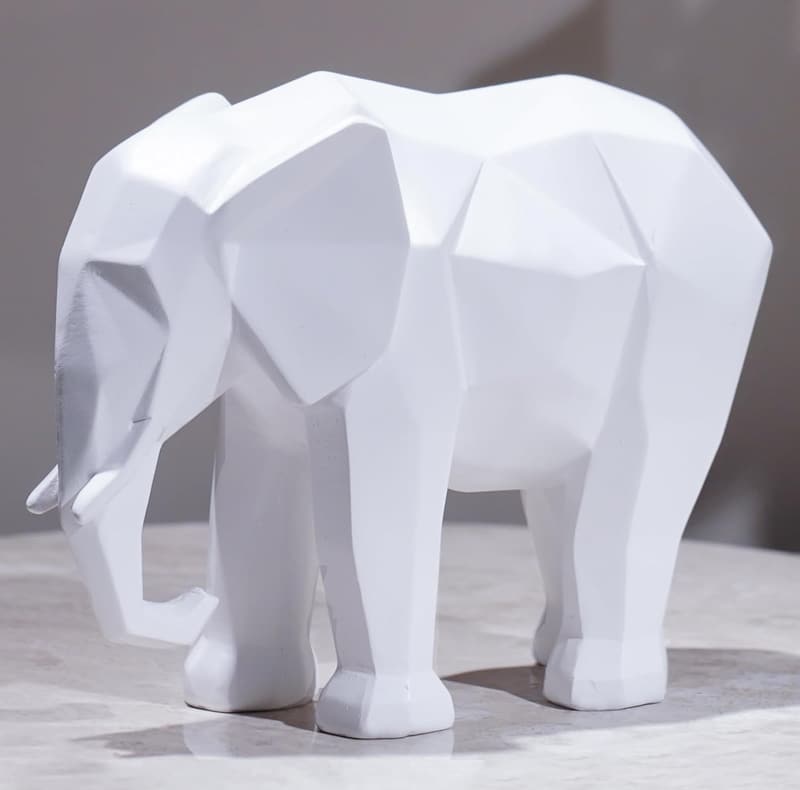 Elephant Figurine - Modern White Resin Decor 6