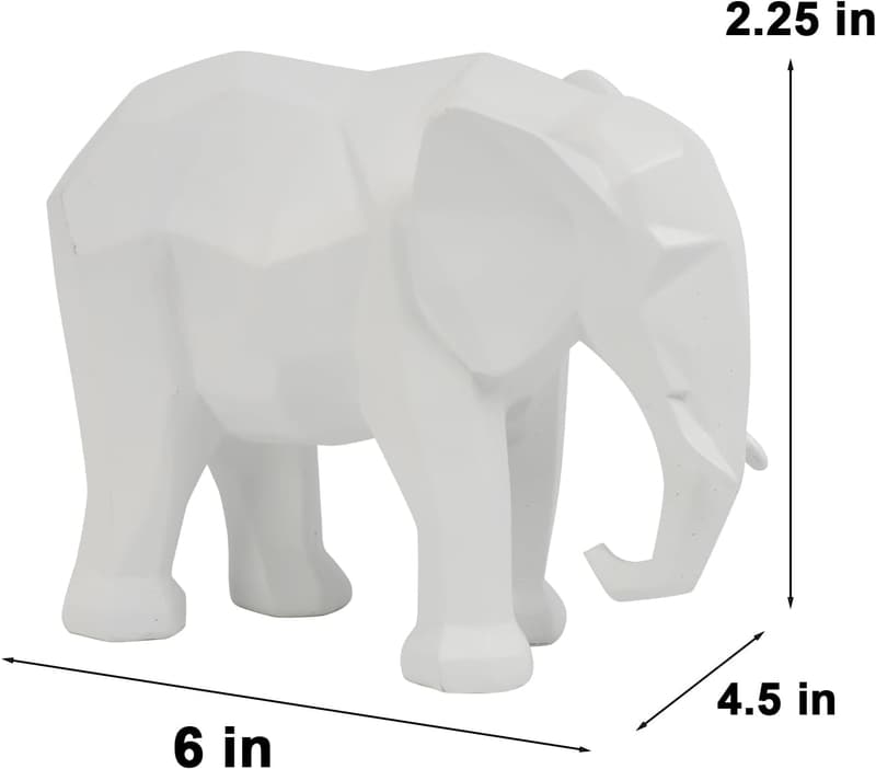 Elephant Figurine - Modern White Resin Decor 6
