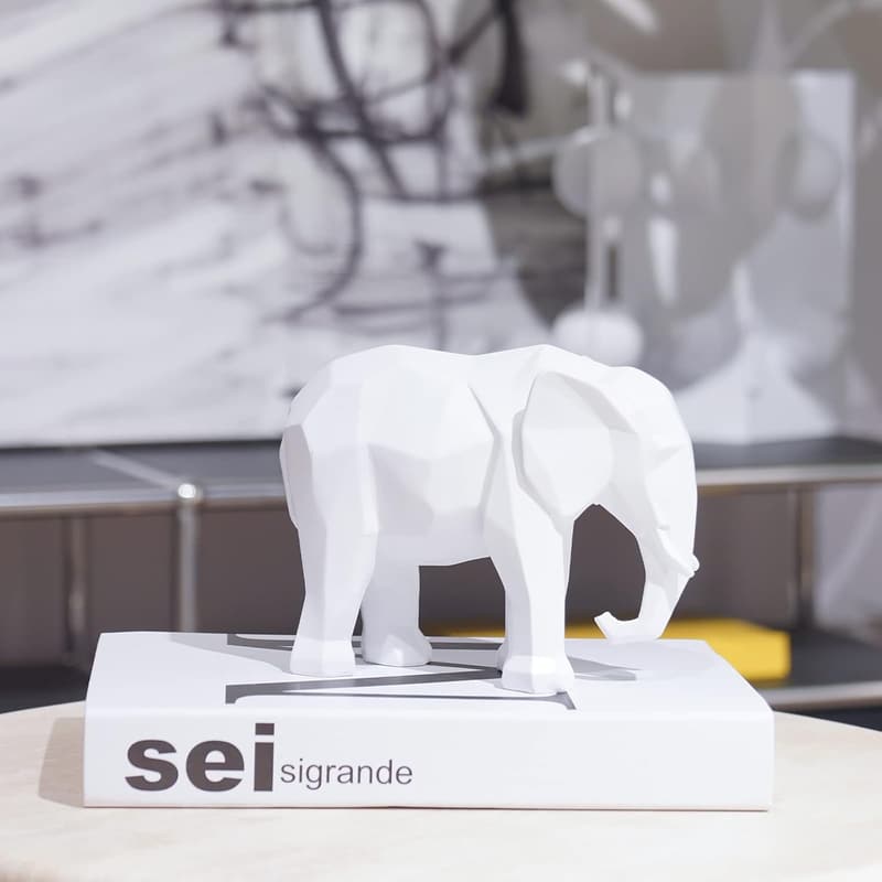 Elephant Figurine - Modern White Resin Decor 6
