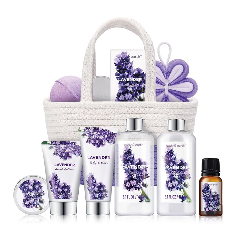 Birthday Spa Gift Basket: Lavender Bath Set for Women