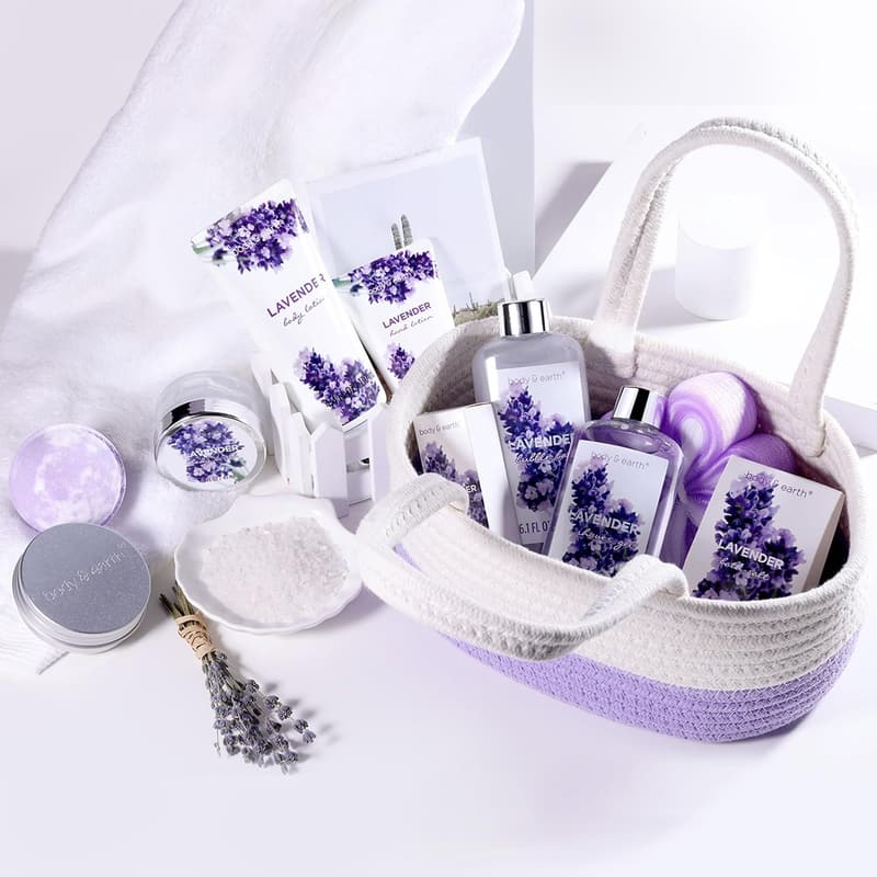 Birthday Spa Gift Basket: Lavender Bath Set for Women