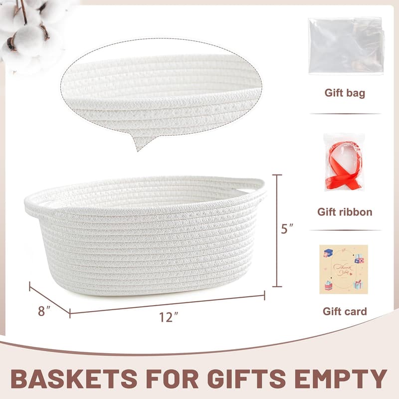 Mother's Day White Rope Gift Basket, 12