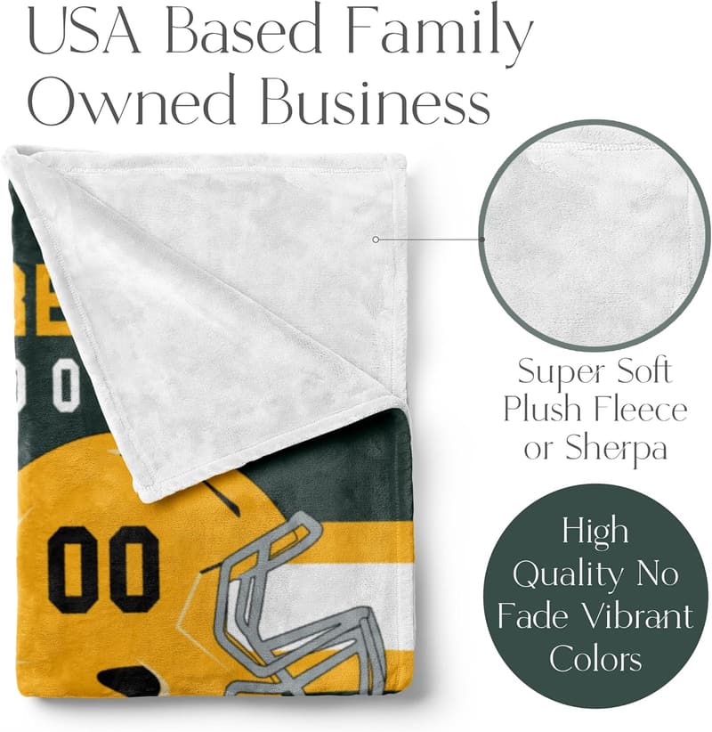 Football Fan Fleece Blanket – Custom Name & Colors