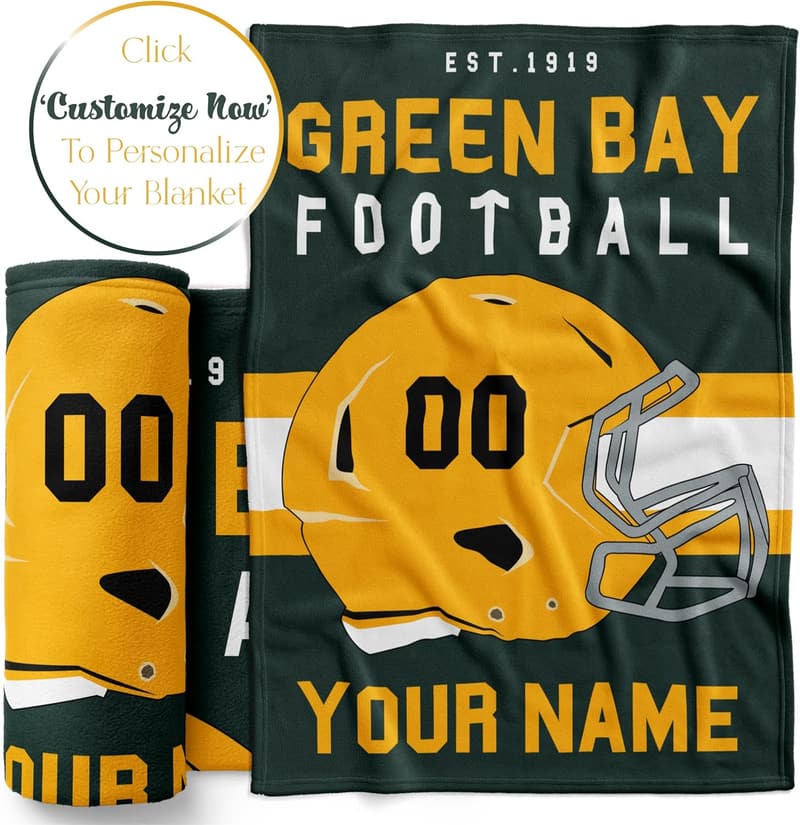 Football Fan Fleece Blanket – Custom Name & Colors