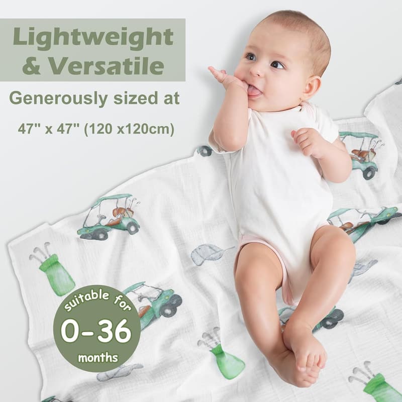 Baby Muslin Swaddle Blankets, Gender-Neutral, 47x47 Inch