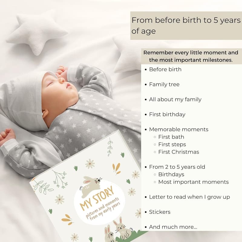 Baby Memory Book with Stickers: First Year to 5th