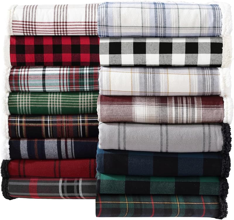 Reversible Buffalo Plaid Sherpa Throw Blanket