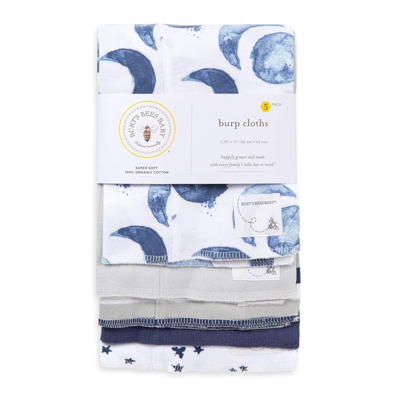 Newborn Organic Cotton Burp Cloths, 5-Pack