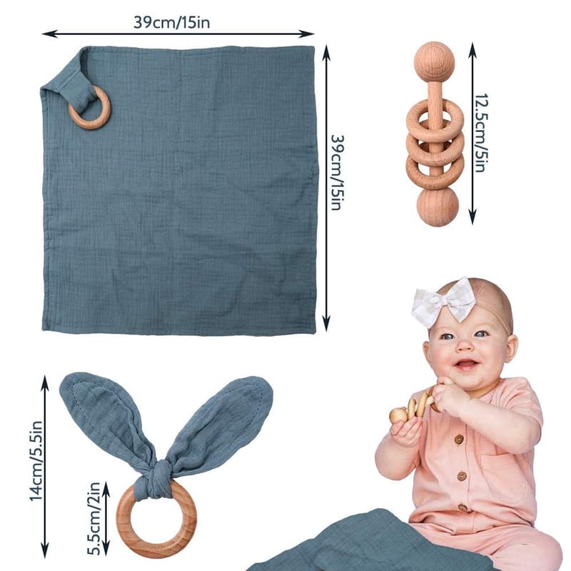Baby Shower Cotton Lovey & Rattle Set