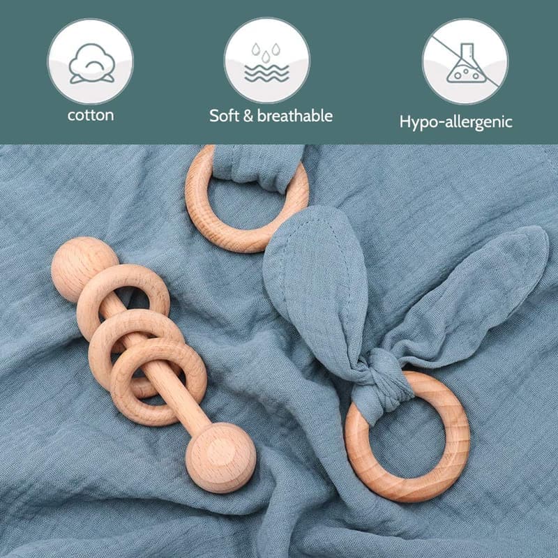 Baby Shower Cotton Lovey & Rattle Set