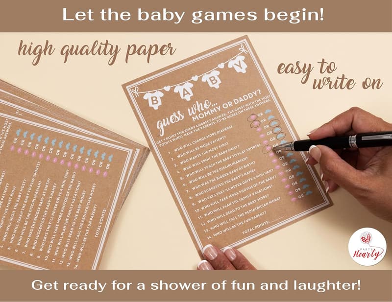 Baby Shower Guess Who Game Cards, 50 Pieces, Gender Neutral