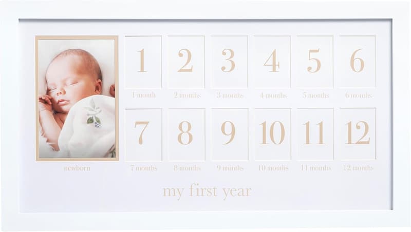 Baby's First Year Photo Collage, Beige Mat