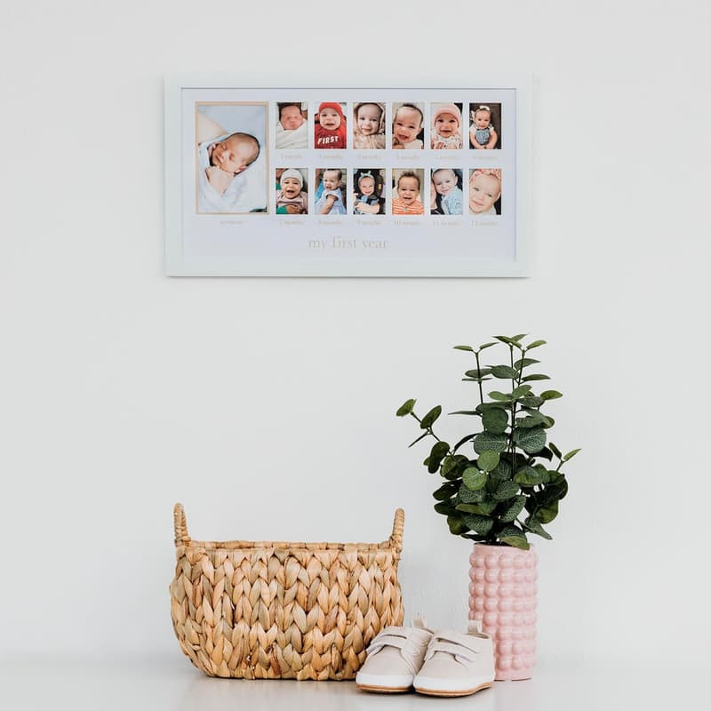 Baby's First Year Photo Collage, Beige Mat
