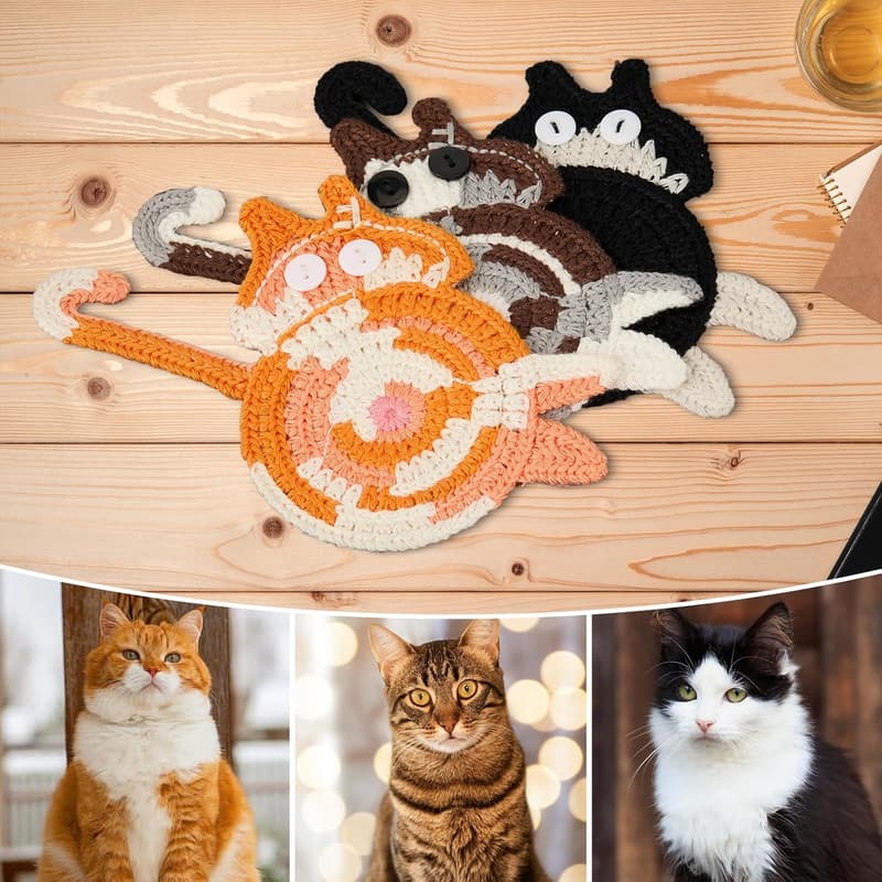 Cat Lover Woven Coaster Set (3PC)