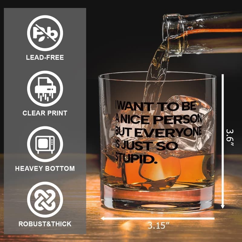Birthday Whiskey Glass for Coworkers, 10 Oz Sarcastic Gift