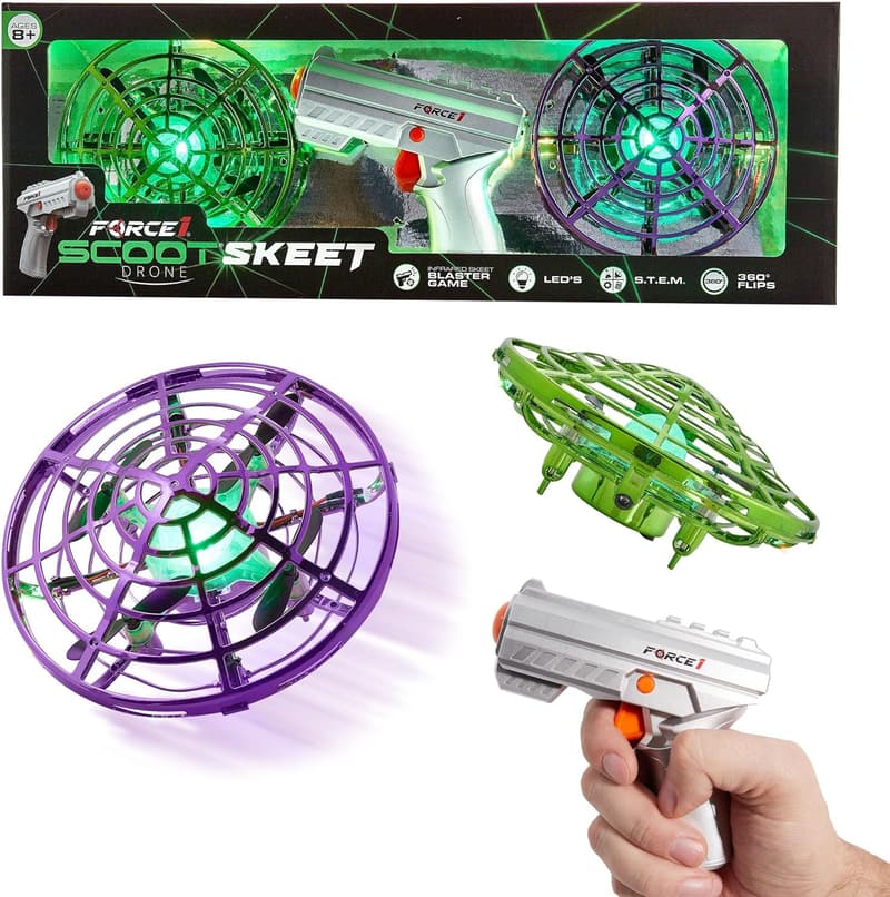 Mini Drone Shooting Game Set - 2 Hand Drones & LED Gun
