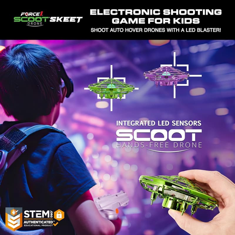 Mini Drone Shooting Game Set - 2 Hand Drones & LED Gun