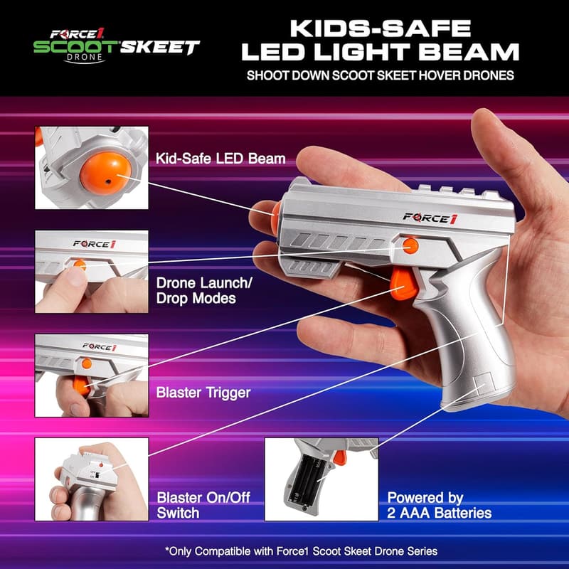 Mini Drone Shooting Game Set - 2 Hand Drones & LED Gun