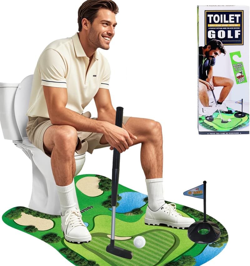 White Elephant Bathroom Mini Golf - Funny Gifts for Men