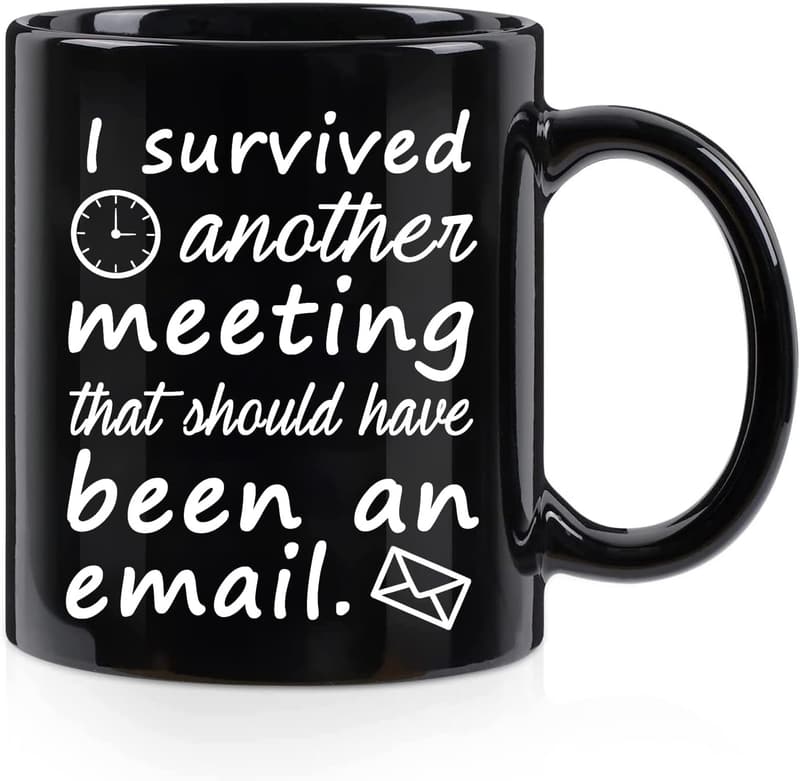 Office Humor Mug: Survived Meeting, 11 OZ Black
