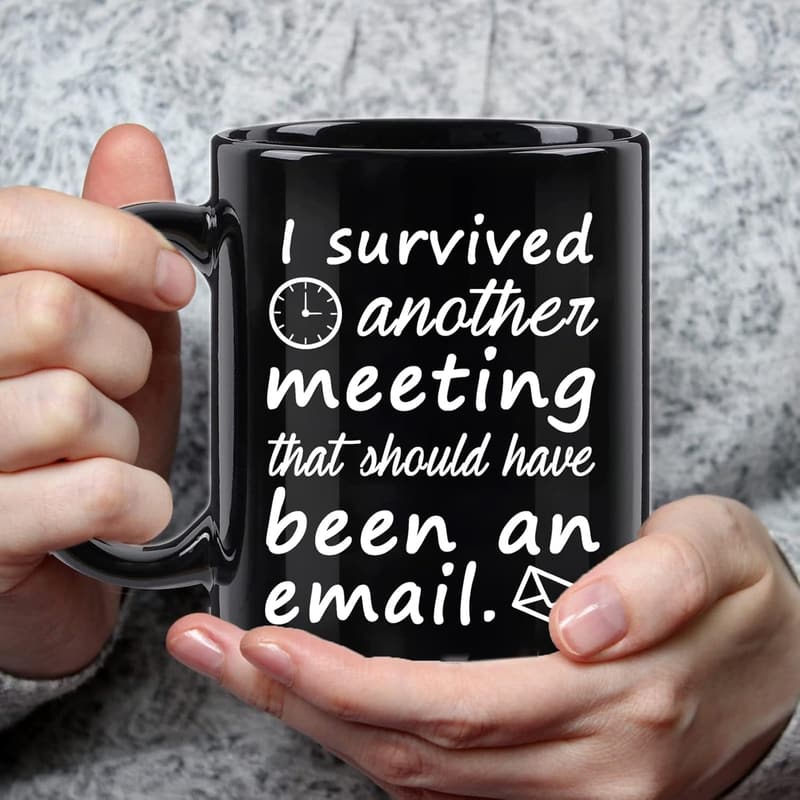 Office Humor Mug: Survived Meeting, 11 OZ Black