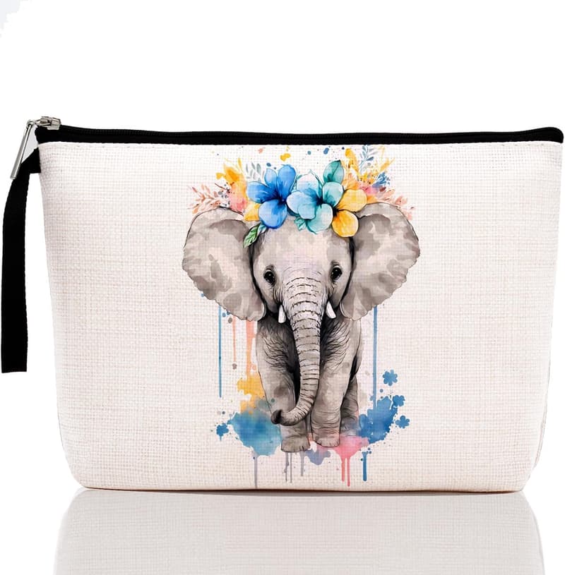 Mother's Day Floral Elephant Makeup Bag