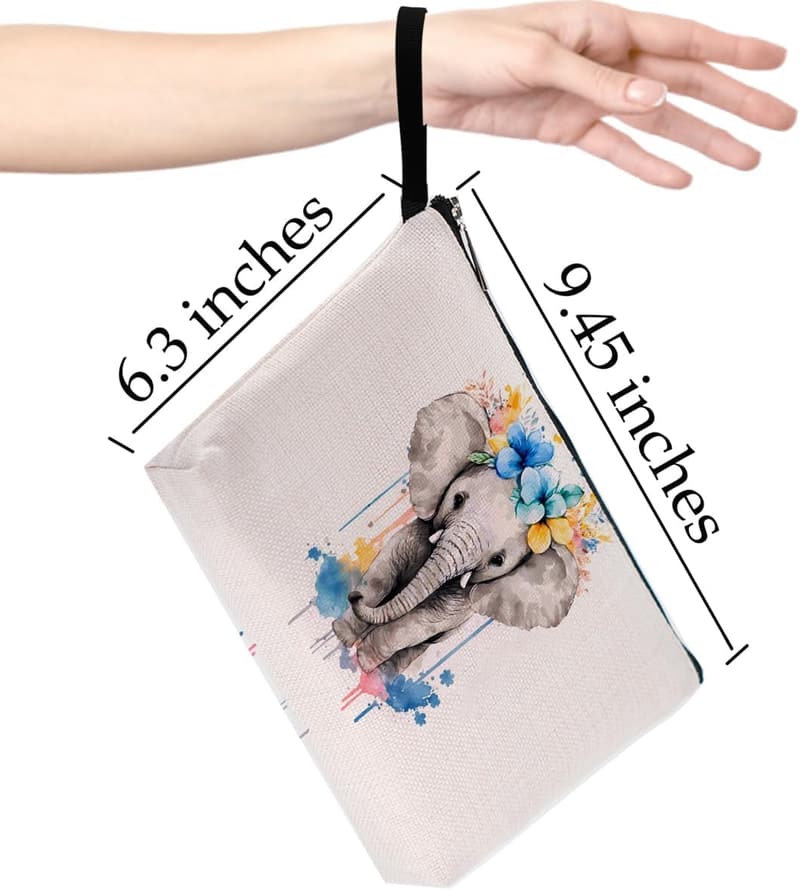 Mother's Day Floral Elephant Makeup Bag