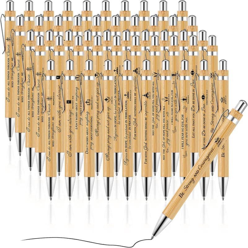 Thanksgiving Bible-Verse Bamboo Pens (50 Pcs)