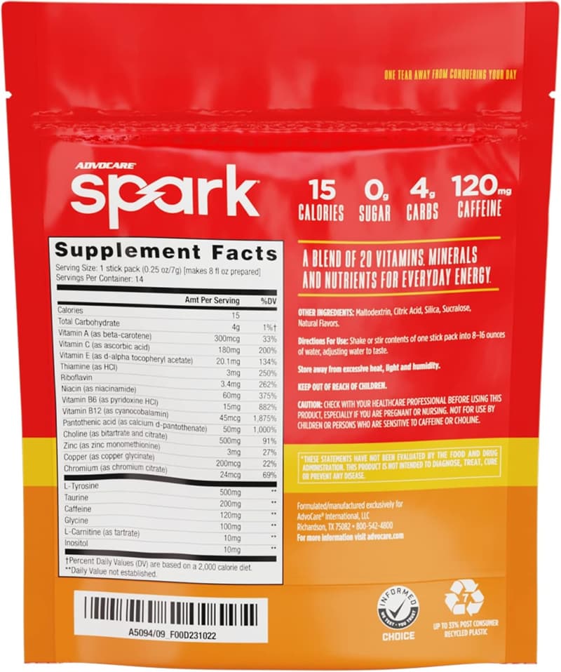 Focus & Energy Drink Mix, Mandarin Orange, 14 Packs