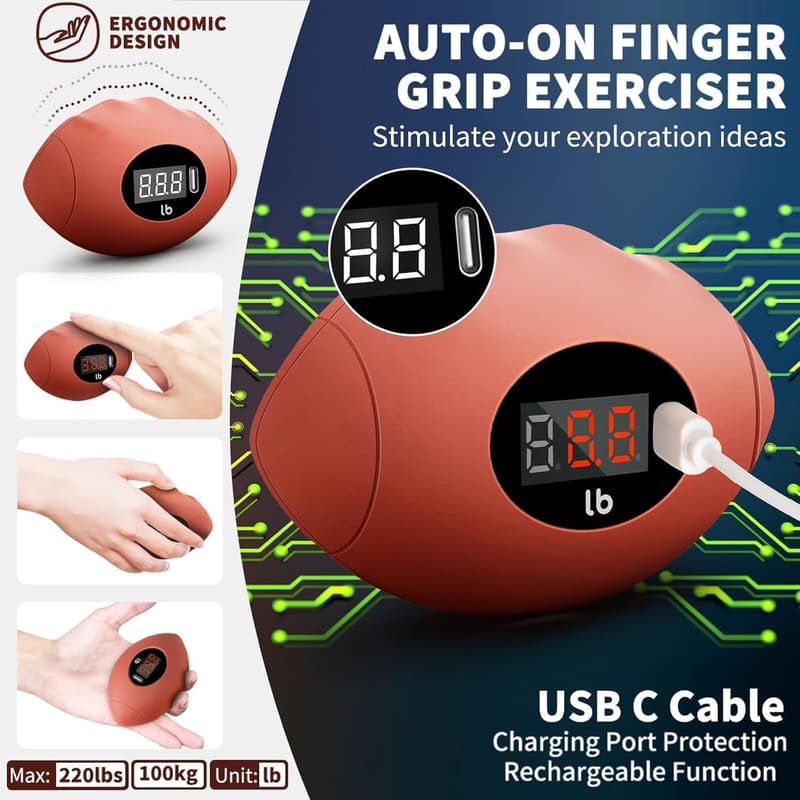 Rechargeable Hand Grip Strength Trainer 220.4 Lbs