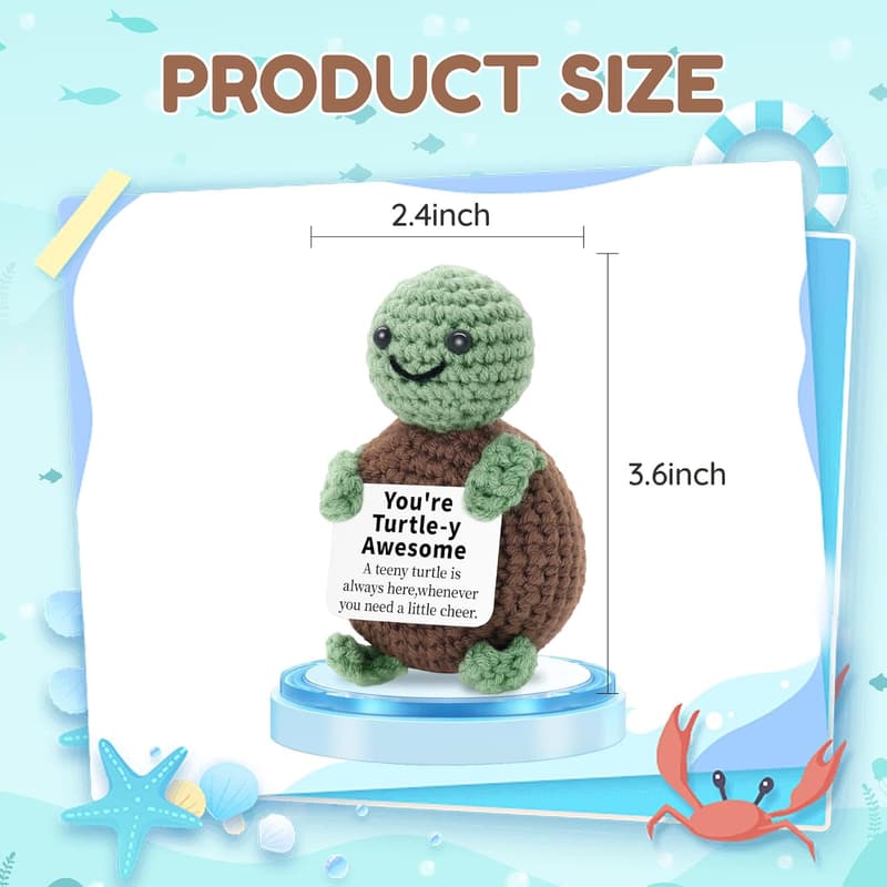 Birthday Crochet Turtle Gift - Handmade Motivational Toy