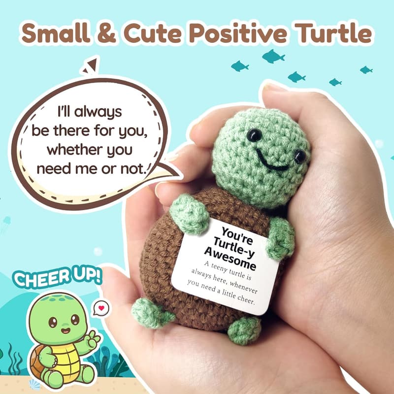 Birthday Crochet Turtle Gift - Handmade Motivational Toy