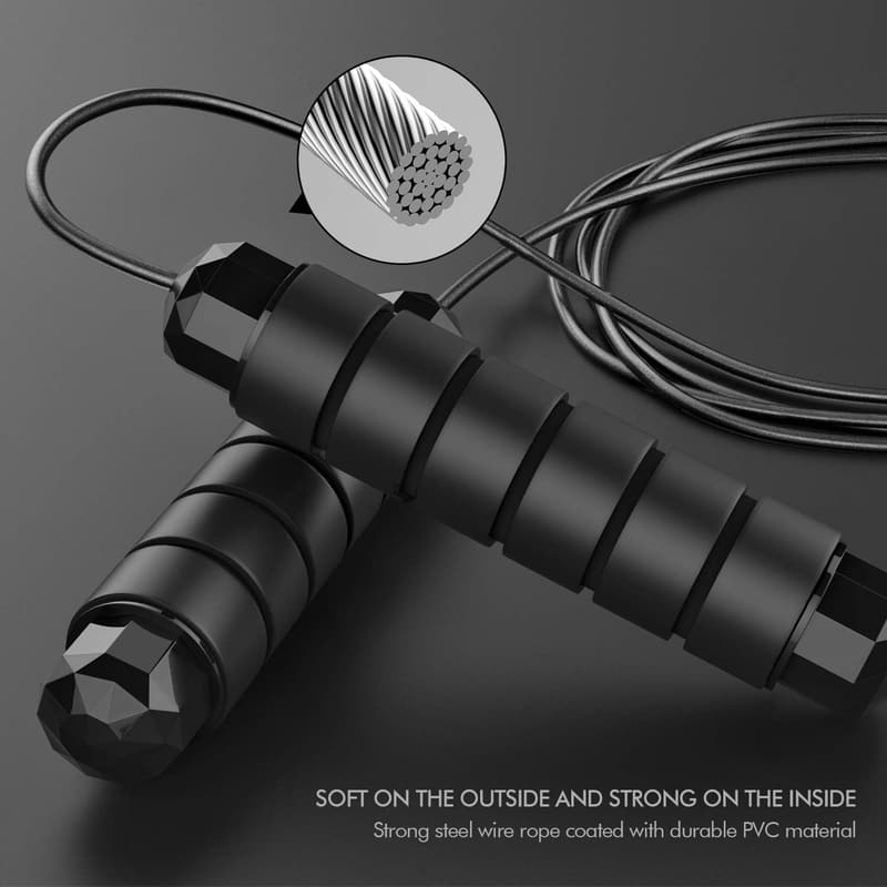 Fitness Adjustable Steel Jump Rope with Foam Handles